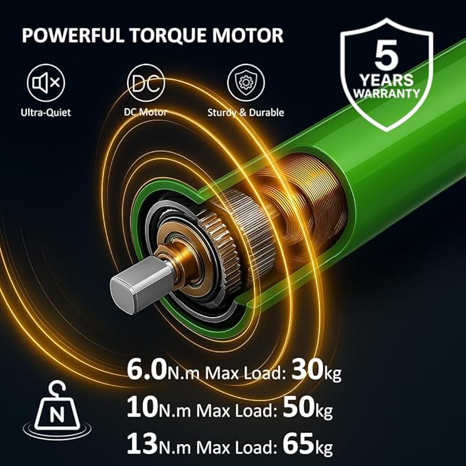 Electric Roller Shade Motor 120V Hardwired Tubular Motor Kit, High Torque Heavy Duty Blind Drive for 1.57”/2” Tube, Mechanical Limit (Switch Control) (10 N.m for Φ40mm (1.57") Round Tube)