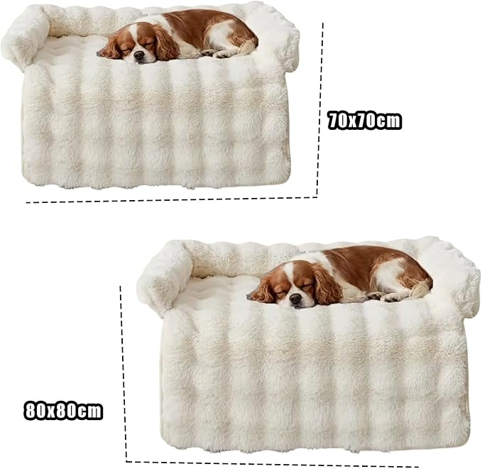 Dream Cloud Pet Sofa Bed, Dream Cloud Pet Sofa Bed Cover, Cozy Rabbit-Velvet Non-Slip Washable Fluffy Plush Pet Mat for Furniture Protection, Soft Couch Bed for Dogs & Cats (White, 70X70 CM)