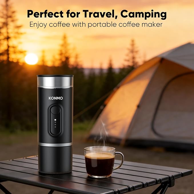 Portable Espresso Machine for Travel, Self-Heating Coffee Maker Works with Capsules & Ground Coffee, Type-C Rechargeable for Outdoor Camping Car RV Business Trips