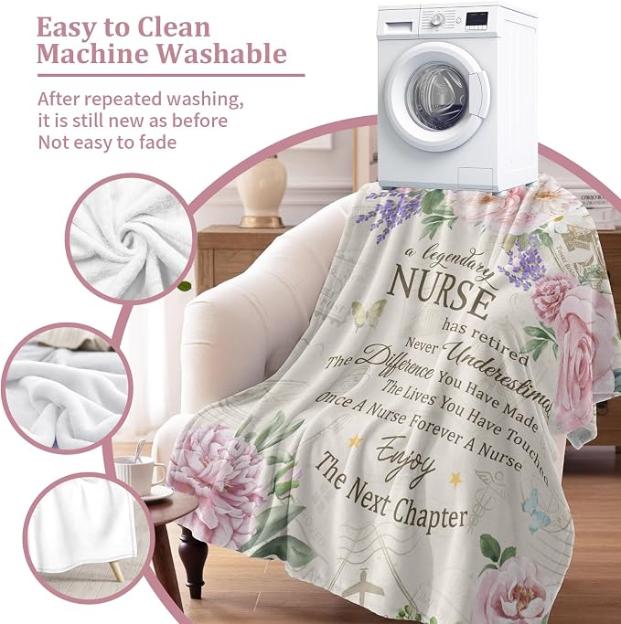Nurse Retirement Gifts for Women, Nurse Retirement Blanket 60"x50" | Retirement Gift for Nurses 2026, Retired Throw for Nurses Appreciation Week, Retirements Parties