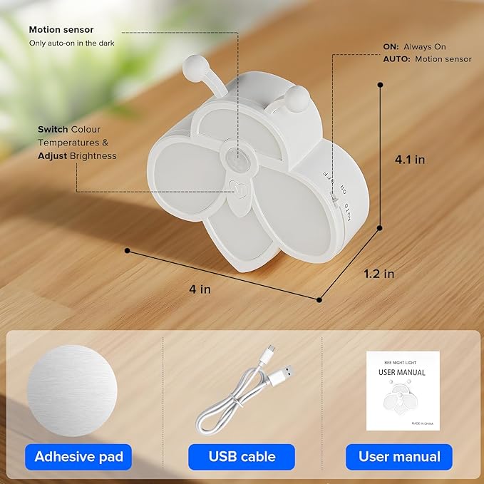 Motion Sensor Stair Lights Indoor - Rechargeable Dimmable RGBW & Warm White Night Light, Magnetic Mount Motion Activated Battery Lamp for Step Hallway Bathroom Cabinet Closet(White, 1 Pack)