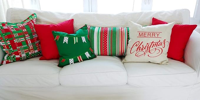 Thmyo 4-Pack 100% Cotton Comfortable Solid Decorative Throw Pillow Case Square Cushion Cover Pillowcase Sublimation Blank Pillow Covers DIY Throw Pillowcase for Couch Sofa Bed(20x20inch/50x50cm,Red)