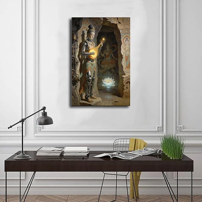 Framed Steampunk Mechanical Fairy Wall Art - Cultural Retro-Futuristic Poster for Home Office Bedroom Decor 08x12inch(20x30cm)