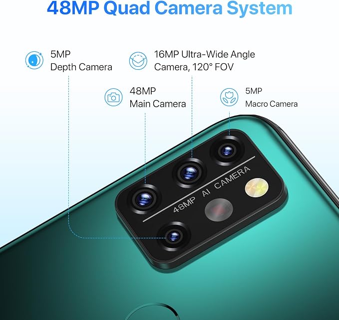 UMIDIGI A9 Pro Cell Phone, Helio P60, 8GB+128GB Expandable 256GB, 6.3 Inch FHD Touch Screen, Double-Sided 2.5D Curved Glass, 48MP Quad Camera, 4150mAh, Dual SIM 4G Volte | Expandable 256GB