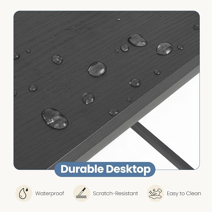 DUMOS 47 Inch L Shaped Desk, Computer Gaming Corner Desks with Shelves | Home Office PC Table, Writing Working Study Desk for Bedroom Dorm, Reversible Design, Black