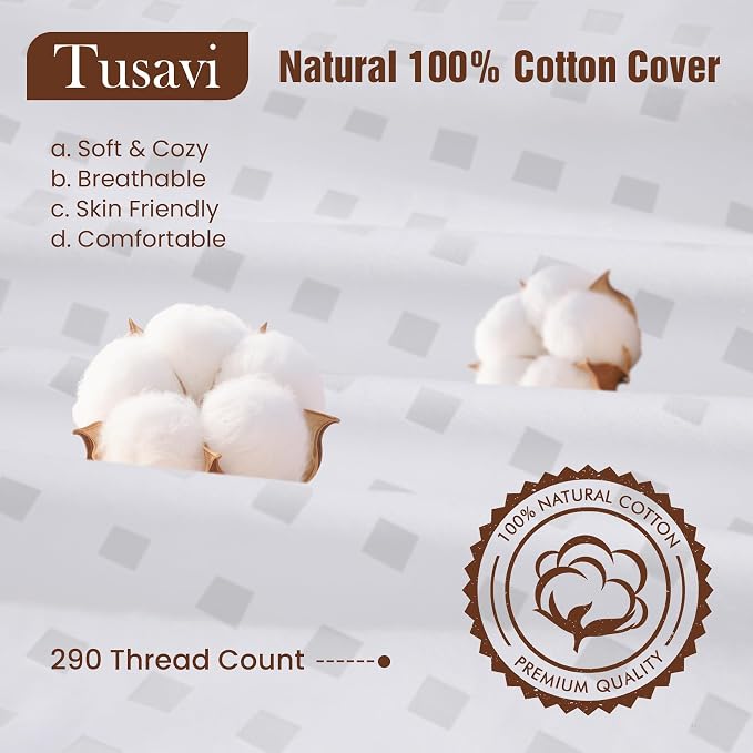 20"x20"Pillow Inserts Set of 2 with 100% Cotton Cover Decorative Square Throw 20 Pillows for Couch, Sofa and Bed - White(2, 20x20)