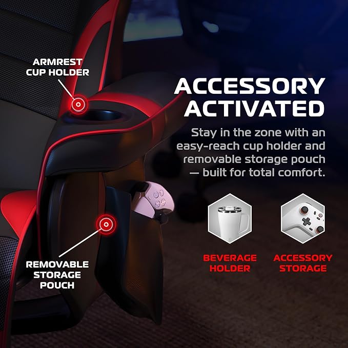 Respawn 900 Gaming Recliner Chair with Footrest, Cup Holder and Swivel | Ergonomic gaming recliner with footrest, cup holder, lumbar support, 135° recline & 360° swivel for console gaming