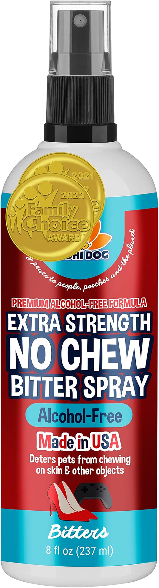 Bodhi Dog Bitter 2-in-1 No Chew & Hot Spot Spray (Alcohol Free) - Natural Anti-Chew Remedy Better Than Bitter Apple - Soothes Hot Spots, Deters Chewing - Safe for Skin, Wounds & Furniture (8 Fl Oz)