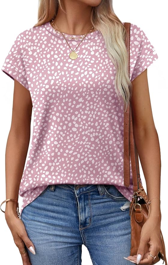 Alaroo Womens Summer Tops Short Sleeve Shirts Crew Neck Tshirt Cute Trendy Tunic Blouses (S-3XL)