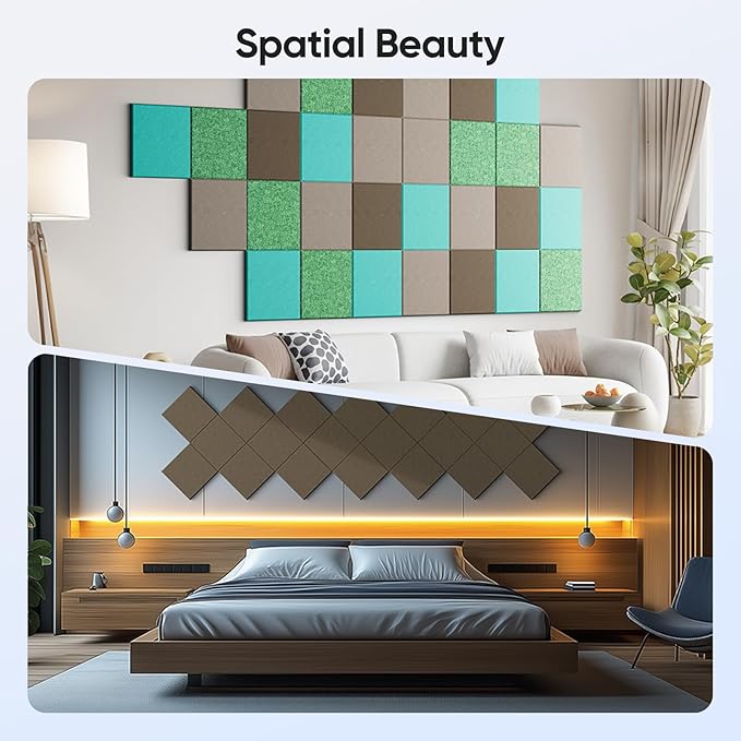 12 Pack 12" X 12" X 0.4" Acoustic Panels for Wall Sound Absorbing, Square Self-Adhesive Sound Panel, High Density Suitable for Multiple Scenarios(Coffee Brown)