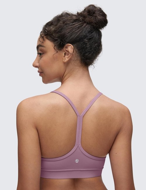 CRZ YOGA Butterluxe Y-Back Sports Bra for Women - Padded Low Impact Workout Top in Stylish Design