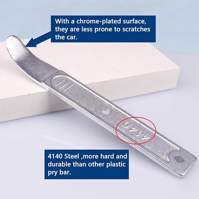 4140 Pry Tool, 2pcs Pry Bar Trim Removal Tool, Pocket Pry Bar, Car Trim Removal Tool Kit, Easily Removes Trim, Paneling, Sheet Metal, Fasteners, and More (2)