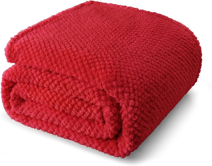 Whale Flotilla Soft Fleece Twin Size Bed Blanket, Red | 60x80 Inch, Suitable for Bed, Fluffy Fuzzy Jacquard Blankets for All Season, Lightweight and Cozy