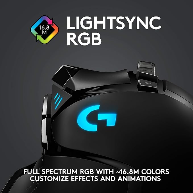 Logitech G502 Lightspeed Wireless Gaming Mouse - Black | RGB, Adjustable Weights, 11 Programmable Buttons, POWERPLAY Compatible, On-Board Memory, for PC/Mac