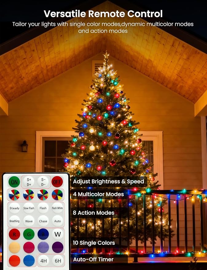 Fairy Lights 9.8FT 120LED, Battery Operated Firecracker Cluster String Lights, Multicolor Twinkle Light with Remote, Waterproof LED Light for Christmas Tree Party Bedroom Window DIY Decor