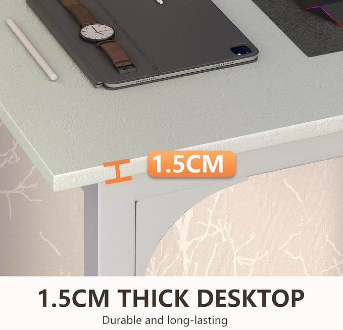 BestOffice Computer Desk,Home Office Desk, Modern Simple Style for Home Office Study Writing (White, 32 Inch)