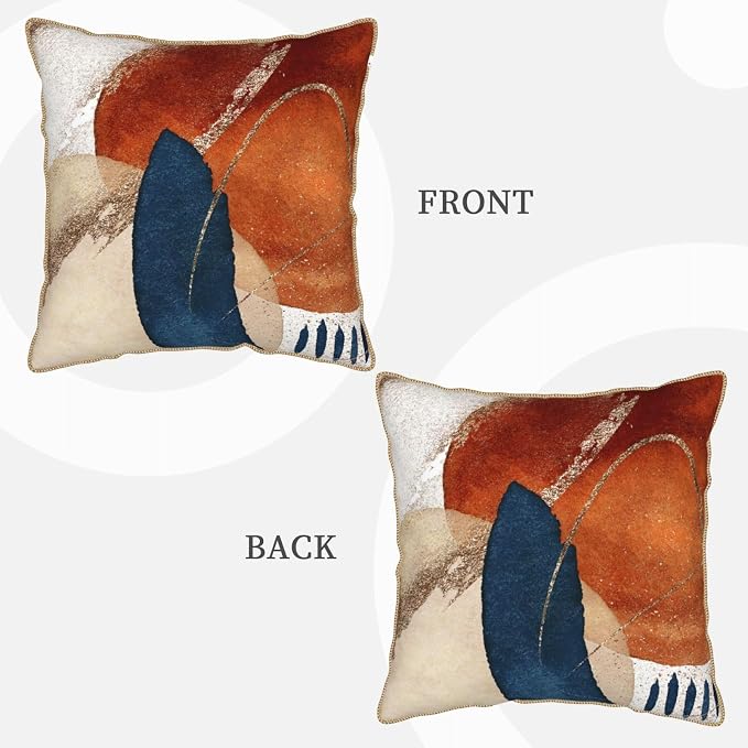 Navy Blue Burnt Orange Velvet Pillow Covers 18x18 Inch Boho Geometric Mid Century Throw Pillows for Couch Farmhouse Cushion Covers Pillowcase Modern Abstract Pillow Cases For Sofa Bed Outdoor Decor