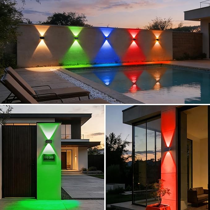 Solar Fence Lights Outdoor, 20-Pack Fence Lights Solar Powered with Up/Down Buttons, IP67 Waterproof for Outside, 120LM Auto Dusk to Dawn for Wall/Patio/Yard/Railing/Deck/Pathway (White & RGB)