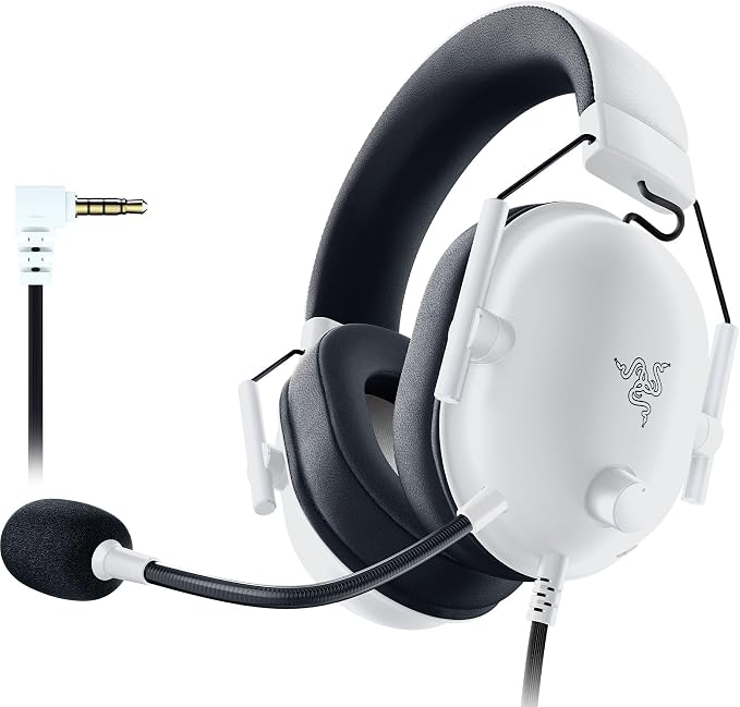 Razer BlackShark V2 X Wired PlayStation Gaming Headset, White | 50mm Drivers, Cardioid Mic, Lightweight, Comfortable Noise Isolating Earcups, For PS5, Xbox Series X, PC, Switch, 3.5 mm Jack
