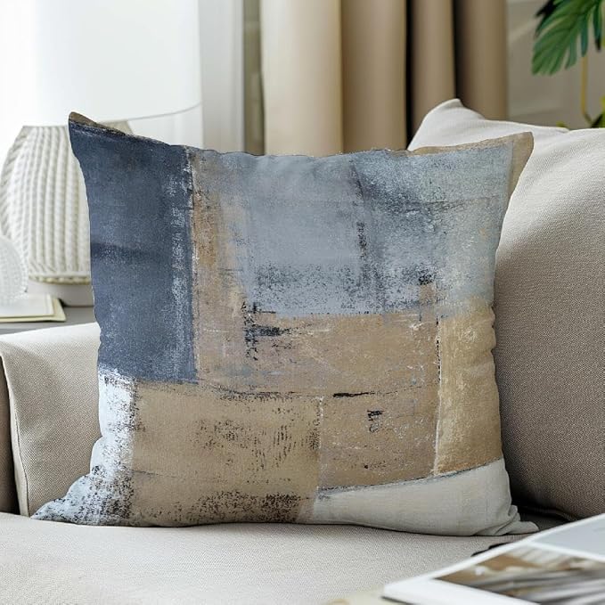 Throw Pillow Covers for Couch, 18x18 Inch, 2 Pack, Brown Grey | Decorative Throw Pillow Covers Cushion Covers for Couch Bedroom Sofa Living Room