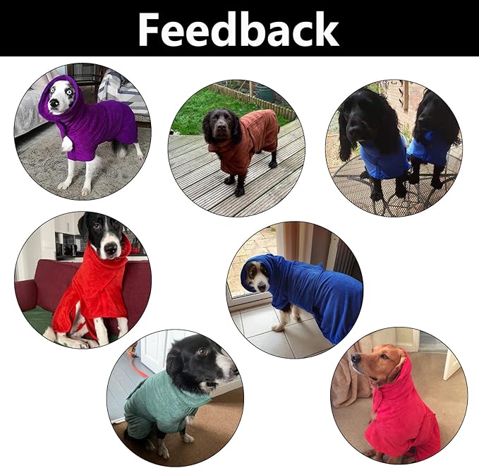 Geyecete Dog Drying Coat - Fast Drying Dog Bath Robe Towel - Microfibre Super Absorbent, Luxuriously Soft Blue S