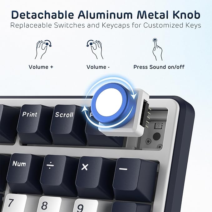 RK ROYAL KLUDGE X104 Wired Full Size Mechanical Gaming Keyboard, Metal Knob | Creamy Keyboard with Number Pad,104 Keys RGB Computer Keyboard Hot Swappable Linear Switch, Online Software for Wins/Mac