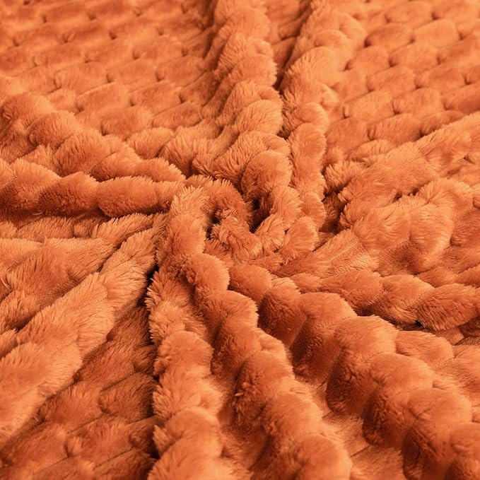 Bnuitland Orange Flannel Throw Large Blanket (Queen Size 90X90 inches), 300 GSM Fleece Cozy Warm Soft Home Decor Lightweight Bed Blanket for Adults,Suitable for All Seasons.