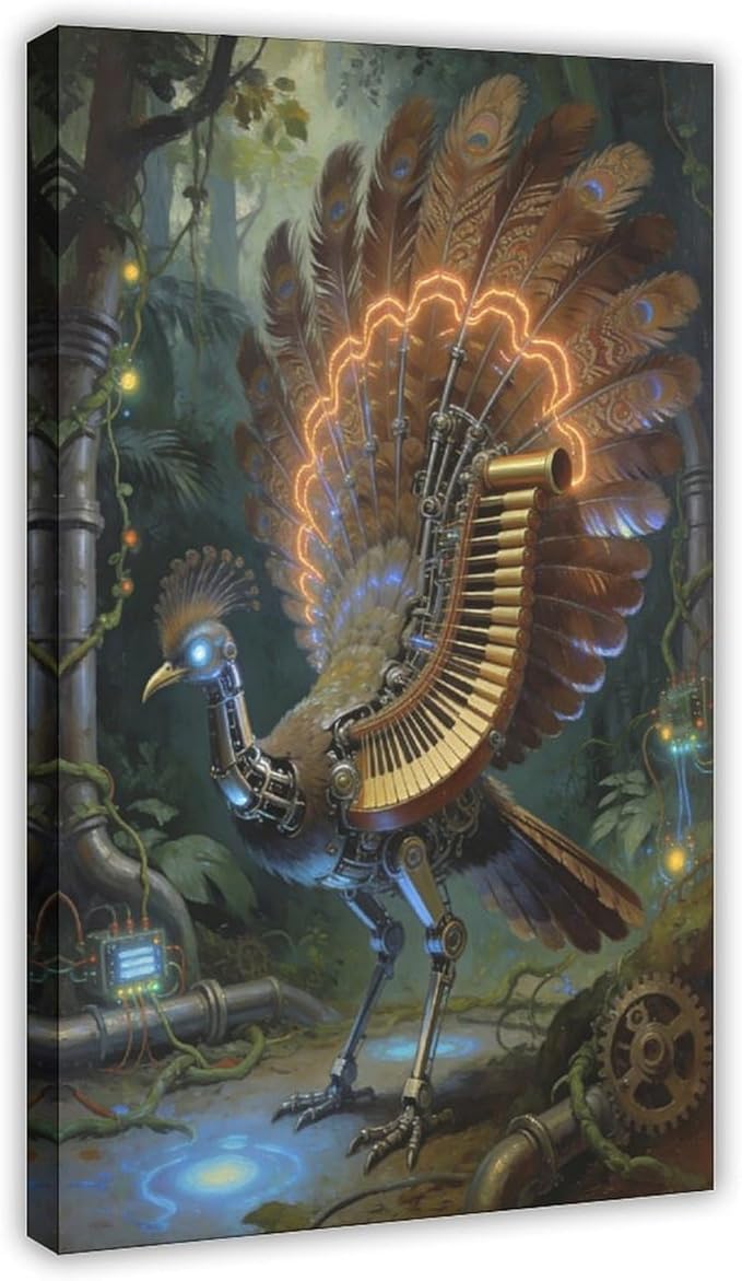 Framed Mechanical Fantasy Wall Art for Living Room TV Wall Vintage Steampunk Aesthetic Home Decor 20x30inch(50x75cm)