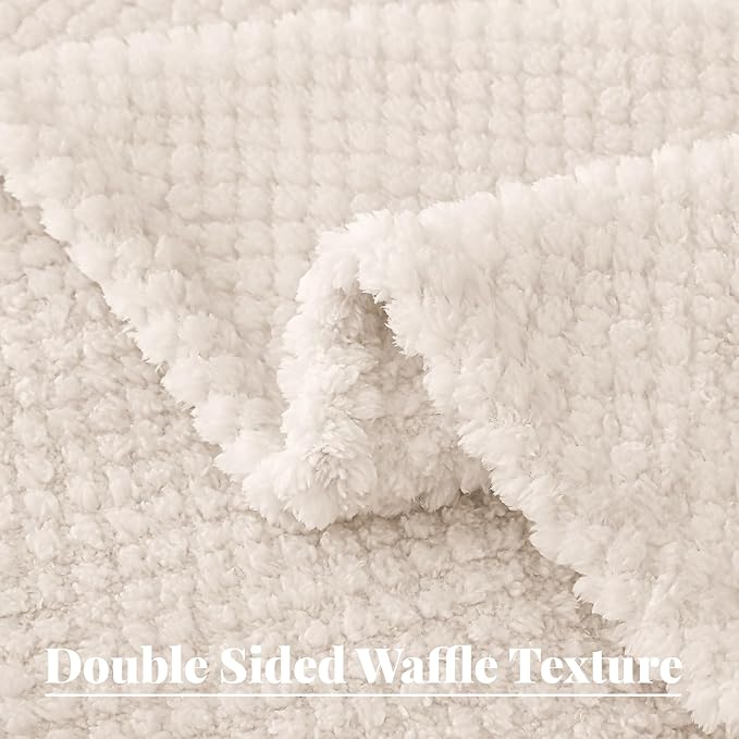 Whale Flotilla Soft Fleece Queen Size Bed Blanket, Ivory | 90x90 Inch, Suitable for Bed, Fluffy Fuzzy Jacquard Blankets for All Season, Lightweight and Cozy
