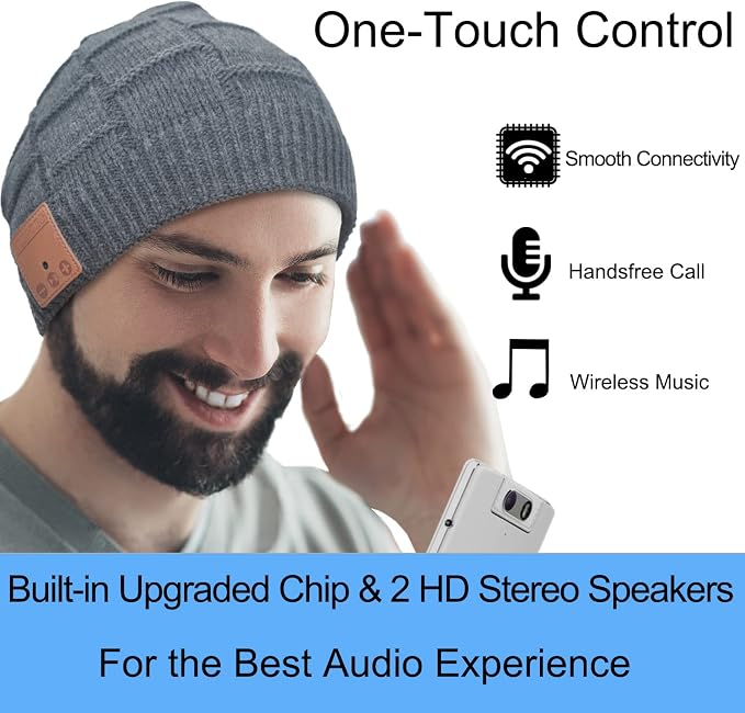 Bluetooth Beanie Hat Headphones Unique Tech Gifts Stocking Stuffer