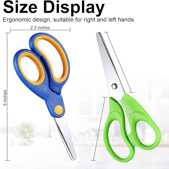 Reginary 48 Pcs Kids Scissors Bulk 5 Inch Student Children Blunt Tip Safety Scissors Multipurpose Rounded Tip for Office Home School Craft Supplies, Multicolor