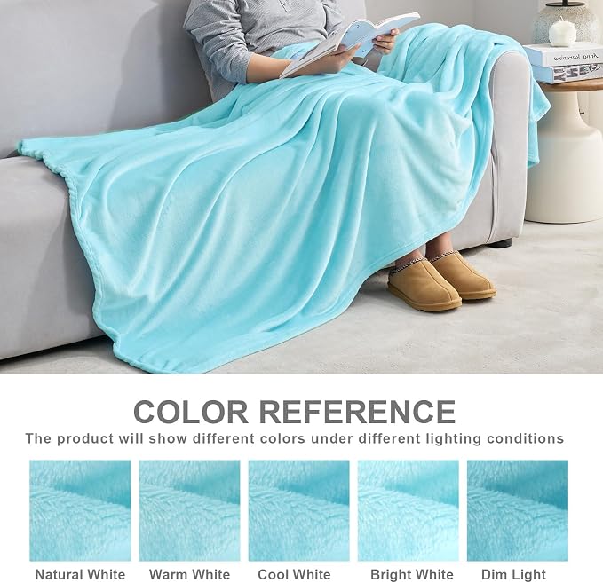 Hansleep Twin Robin Egg Blue Fleece Blanket, Soft Flannel Bed Blanket | Fuzzy Cozy Blanket 60x80 Inches, Multi-use for Bed, Sofa, Couch, Travel, Camping, All Season Warm Lightweight Cover