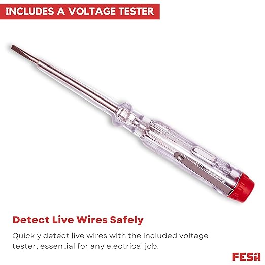 FESA 12-Piece Insulated Electrician Tool Set - 1000V Screwdriver & Pliers Kit with Voltage Tester & Storage Case