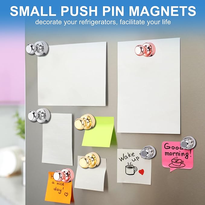 LOVIMAG Fridge Magnets 16Pcs for Refrigerator Whiteboard, Colorful | Small Strong Neodymium Metal Cute Push Pin for Classroom, Kitchen, Accessories Decorative, Office, Calendar