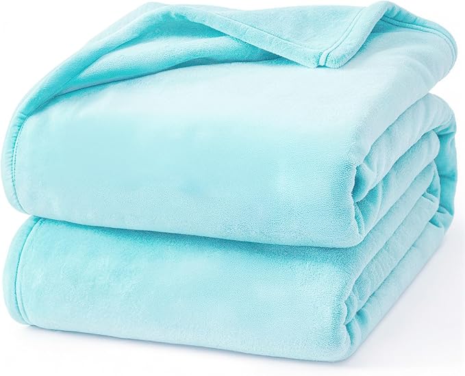 Hansleep Throw Robin Egg Blue Fleece Blanket, Soft Flannel Bed Blanket | Fuzzy Cozy Blanket 50x60 Inches, Multi-use for Bed, Sofa, Couch, Travel, Camping, All Season Warm Lightweight Cover