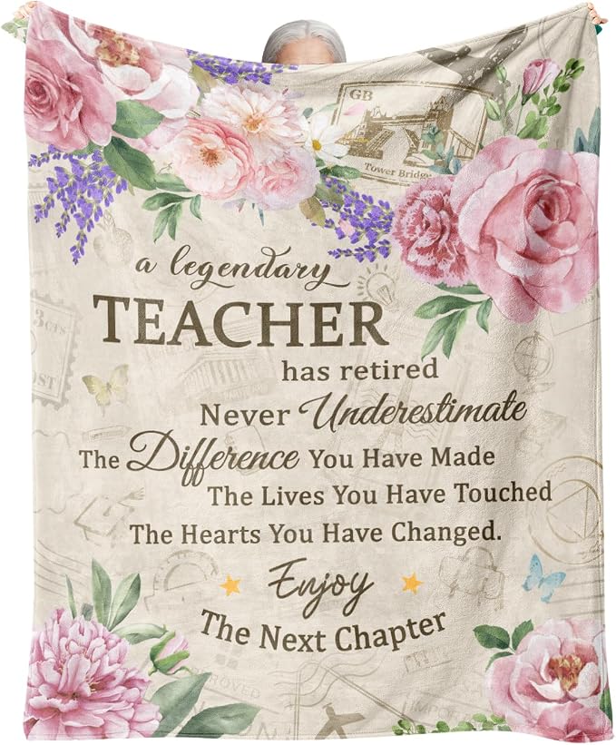 Teacher Retirement Gifts for Women, Teacher Retirement Blanket 80"x60" | Retirement Gift for Teachers 2026, Retired Throw for Teachers Appreciation Week, Retirements Parties