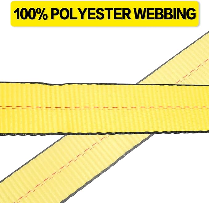 Flat Hook Ratchet Straps-Tie Down Straps Heavy Duty-2 Inch x 27 Feet-Weather Resistant Strap -3,333 Pound Working Load Limit-for Flatbed, Truck, Trailers Pickup(4 Pack) Yellow