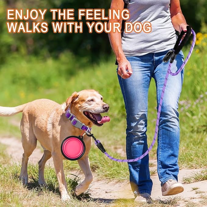 BARKBAY Dog Leashes for Large Dogs Heavy Duty Dog Leash 4/5/6 FT with Comfortable Padded Handle and Highly Reflective Threads for Medium Large Dogs Walking Training Running (6FT-1/2,Violet Purple)