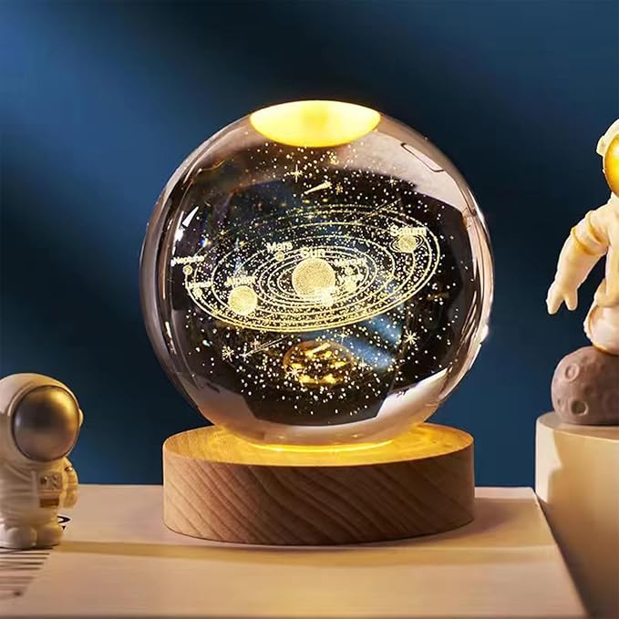 Happyhaves Calming Stellar Spheres,Happy Haves Light Sphere,The Galaxy, Saturn, Astronomy Calming Cosmic Lights, Crystal Ball Night Light with Base for Bedroom Living Room Decor (Mother and Child)
