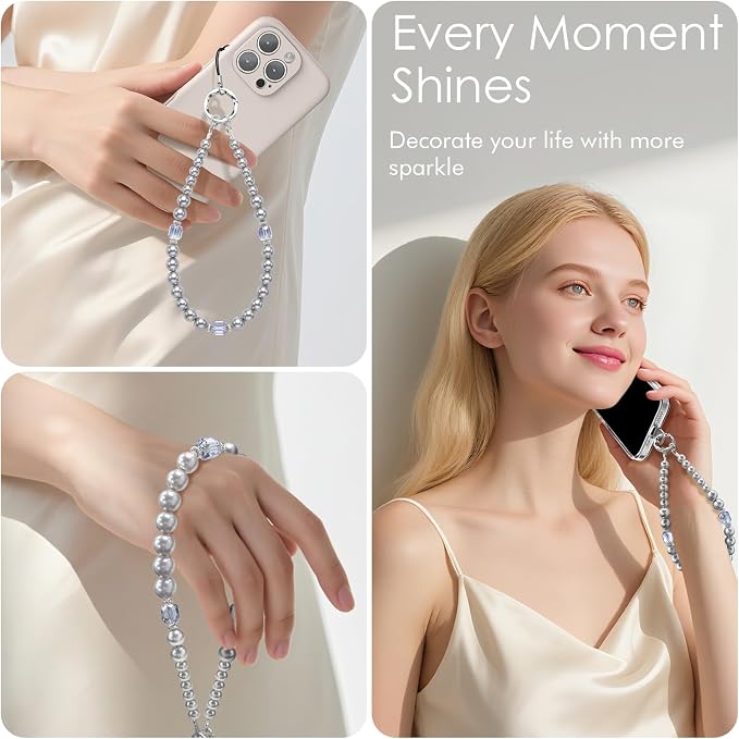 SURPHY Phone Charm, Handmade Beaded Phone Wrist Strap with Tether Tab | Phone Charm Strap, Phone Chain with Premium Metal Buckle, Wrist Strap Fits Cellphone Cases, Wallets, Bags, Keys