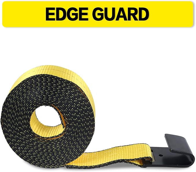 Flat Hook Ratchet Straps-Tie Down Straps Heavy Duty-2 Inch x 27 Feet-Weather Resistant Strap -3,333 Pound Working Load Limit-for Flatbed, Truck, Trailers Pickup(4 Pack) Yellow