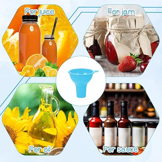 6 Pcs Silicone Kitchen Funnel Set, Wide Mouth Funnel Flexible Canning Silicone Funnels for Filling Bottles Oil Water Home Restaurant Jars Cans, 3.2 x 1 Inch (Multi Color)