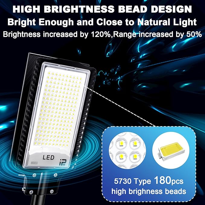Eleganted CHX-2000W Solar Street Lights Outdoor, 6500K Solar Parking Lot Light, IP66 Waterproof Dusk to Dawn 30000LM Security Flood Lights with Remote Control for Yard, Garden, Outside, Garage