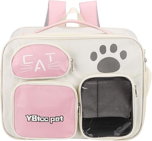 Cat Backpack Carrier, Breathable Dog Carrier Pet Supplies for Cats or Small Dogs Puppies, Intended for Hiking/Camping/Traveling (Pink, 16"x10"x12")