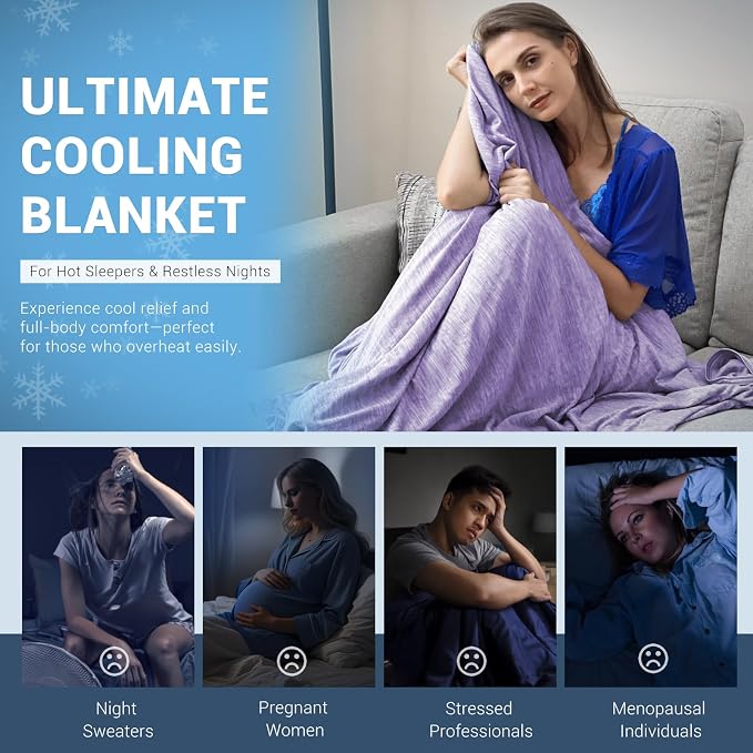 Elegear Arc-Chill 3.0 Cooling Blanket for Hot Sleepers, Twin Size, Purple | Q-Max>0.5 Cooling Fabric, Absorbs Heat to Keep Body Cool, Breathable Summer Blankets for Night Sweats & Menopause, 59"x79"