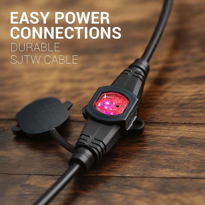 COLSEN Extension Cord with Multiple Outlets – 50 ft Heavy Duty 16 Gauge Power SJTW Cable, 15 Amp 3 Prong 11 NEMA Multi Plug, 14 AWG Male to Female Connector, 5-15R Female Socket, Outdoor/Indoor Black
