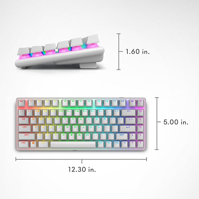 Alienware Pro Wireless Gaming Keyboard, Linear Mechanical, RGB | 2.4GHz, Bluetooth 5.1, USB Wired, N-Key Rollover, PBT Double-Shot Keycaps, Detachable USB Paracord Cable, Lunar Light