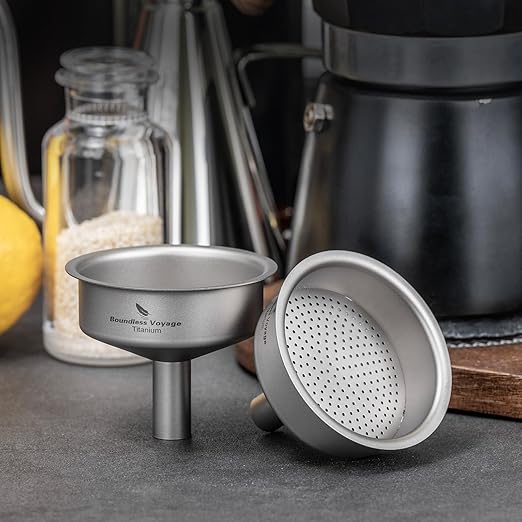 Boundless Voyage Titanium Funnels Kitchen Funnel Set, Hip Flask Funnel, Small Metal Funnels, Kitchen Funnels for Essential Oil, Spices, Flask