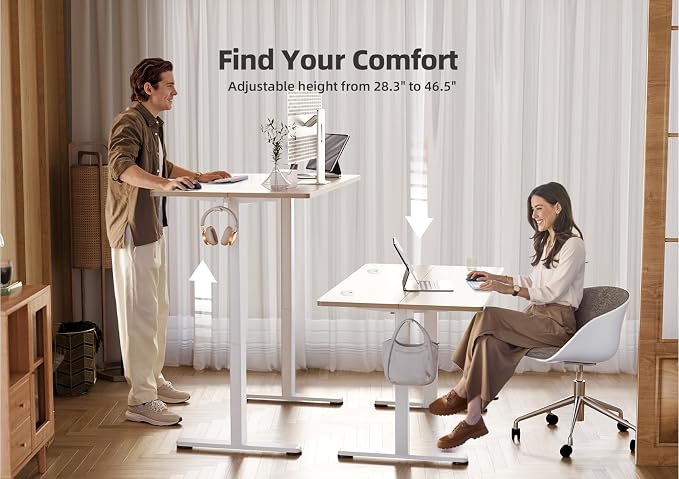YDN 32 x 19 Inch Nature Electric Standing Desk | Adjustable Height, Sit Stand, Cable Management, Ergonomic, Home Office