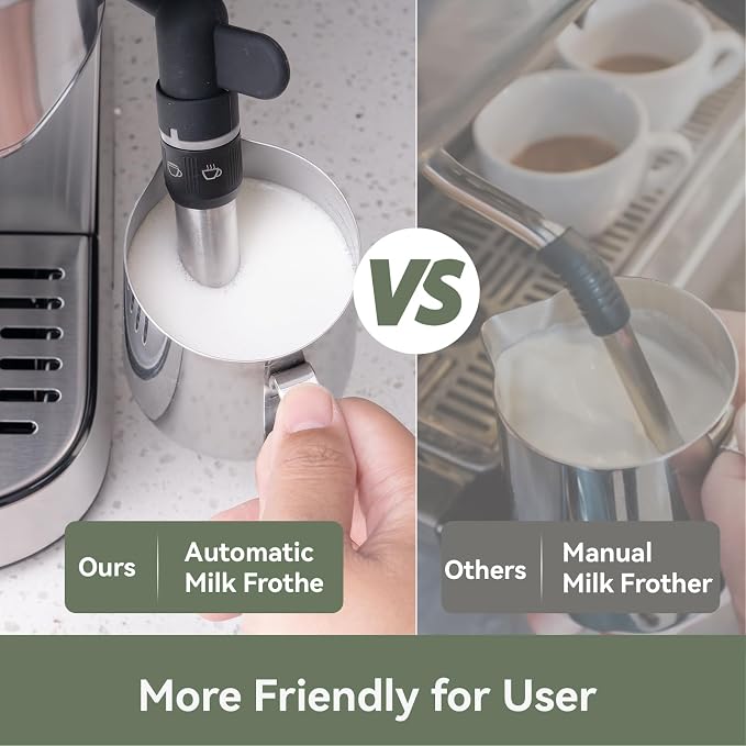 Gevi 20 Bar Espresso Machine with Milk Frother,Compatible with Pods&Ground | Compatible with Nespresso Pods&Ground; Built-in pressure gauge; Removable Water Tank; Make Americanos、Latte; Easy to Clean;